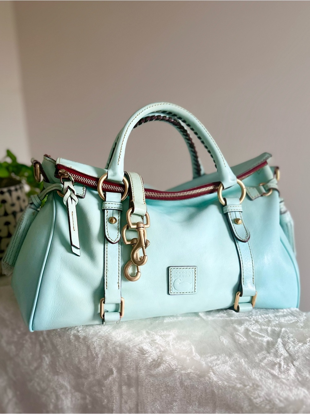 Dooney & Bourke Leather Florentine Satchel in Pale Blue - Picture 5 of 15